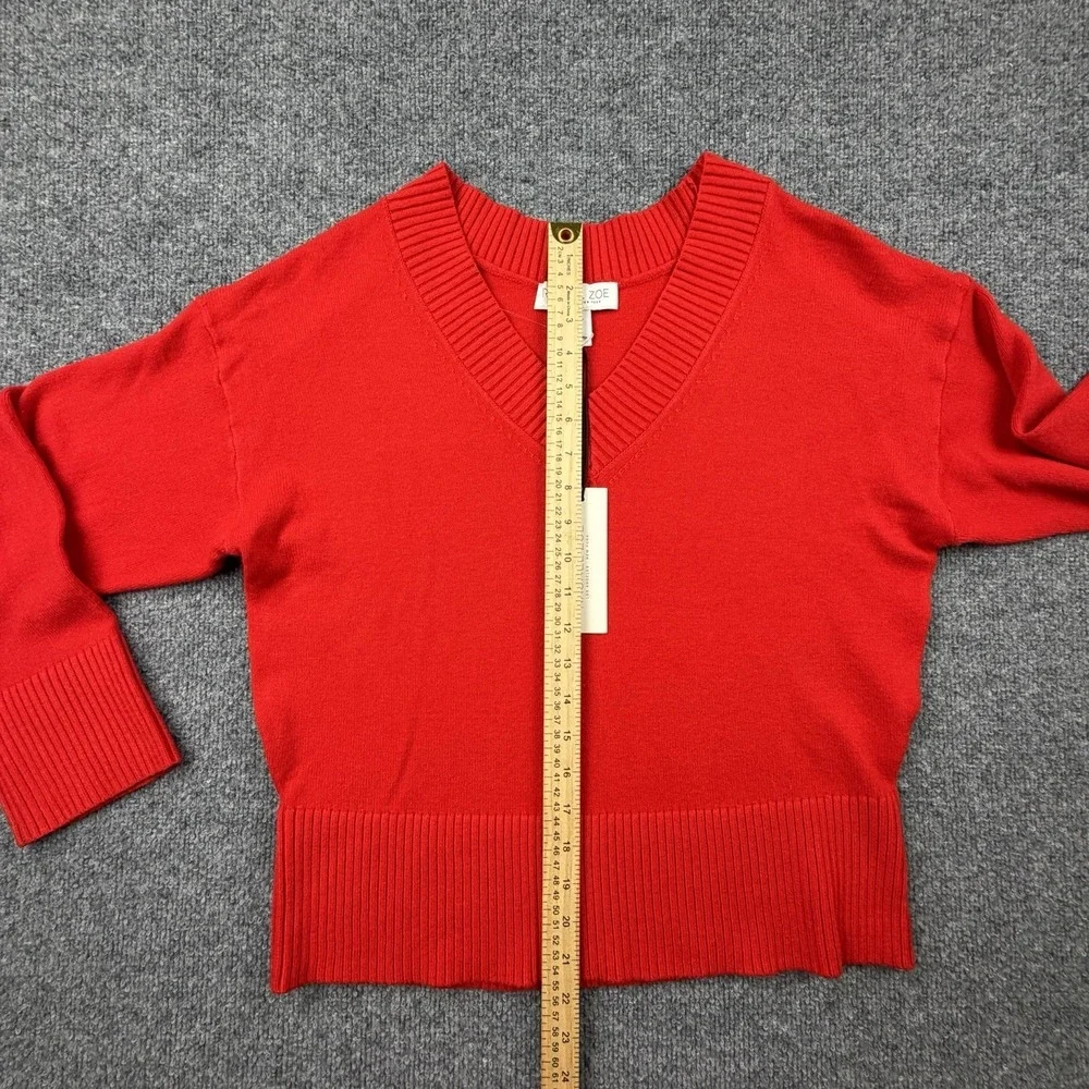 Rachel‎ Zoe V-Neck Sweater XS Red Knit Pullover NWT Soft Chic Classic